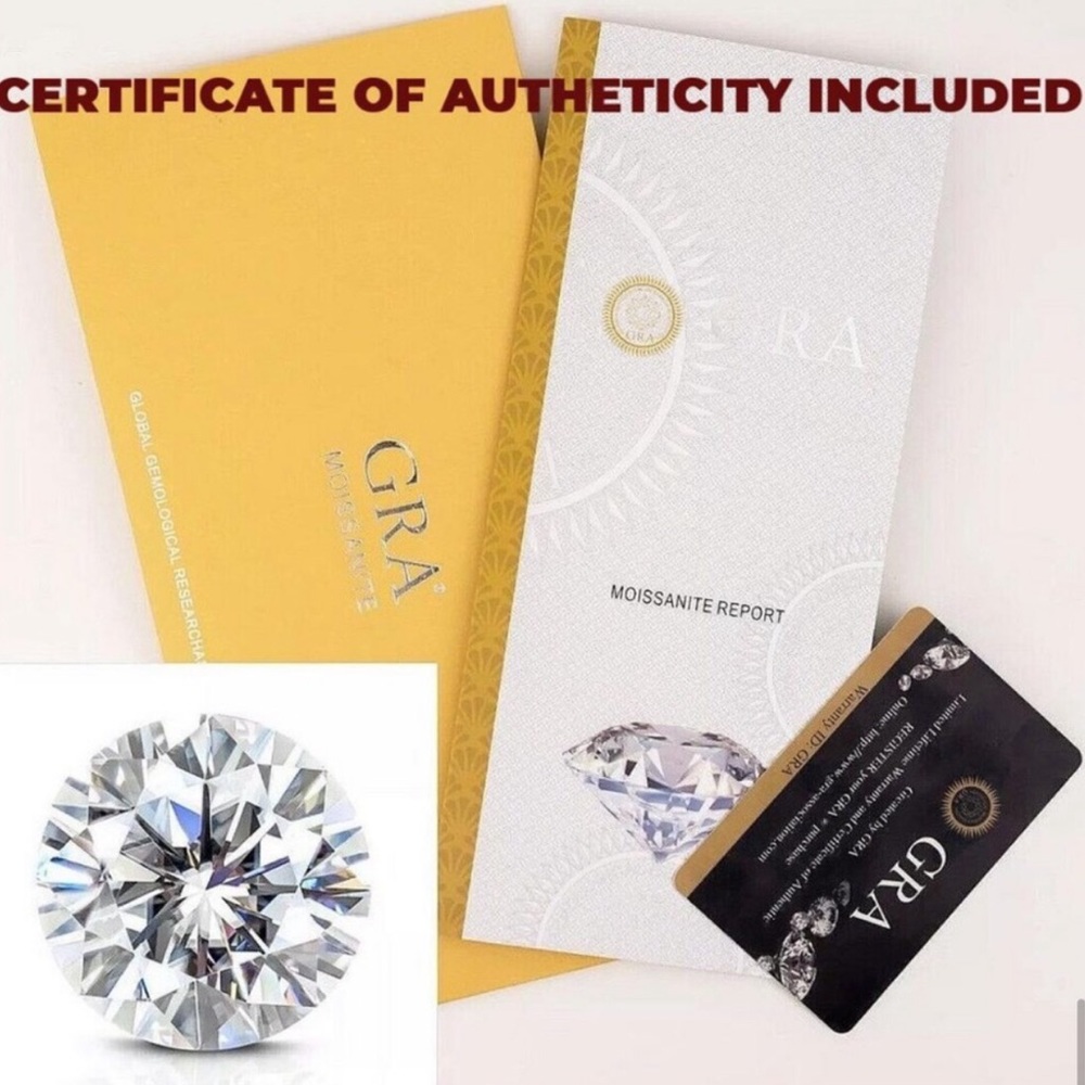 1ct t.w. Certified Yellow Moissanite Brilliant Round Diamond Ring NEW - Picture 3 of 4